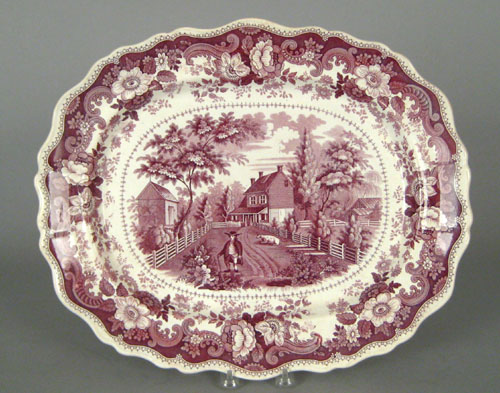 Appraisal: Purple Staffordshire platter th c depicting the Residence of the