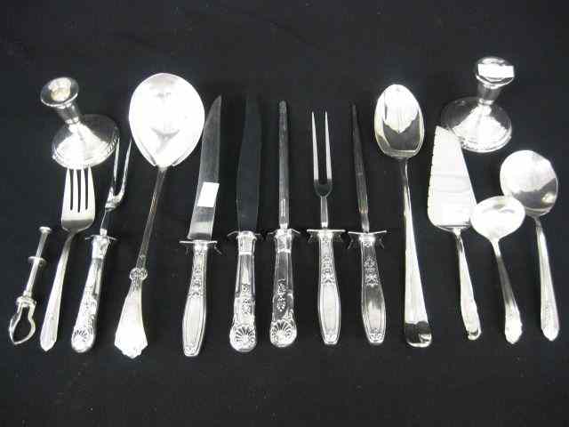 Appraisal: Lot of Silverplate Sterling candleholders carving set servers more