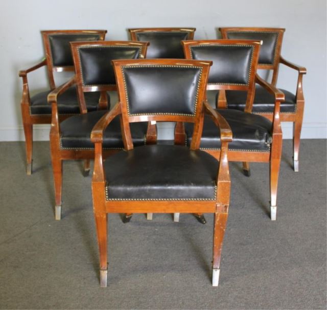 Appraisal: Set of Six Antique Continental Fruitwood ArmchairsLate th early th