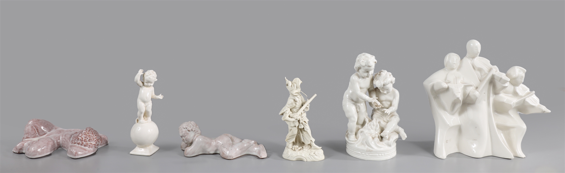 Appraisal: Group of six porcelain and ceramic collectible figures Capodimonte blanc