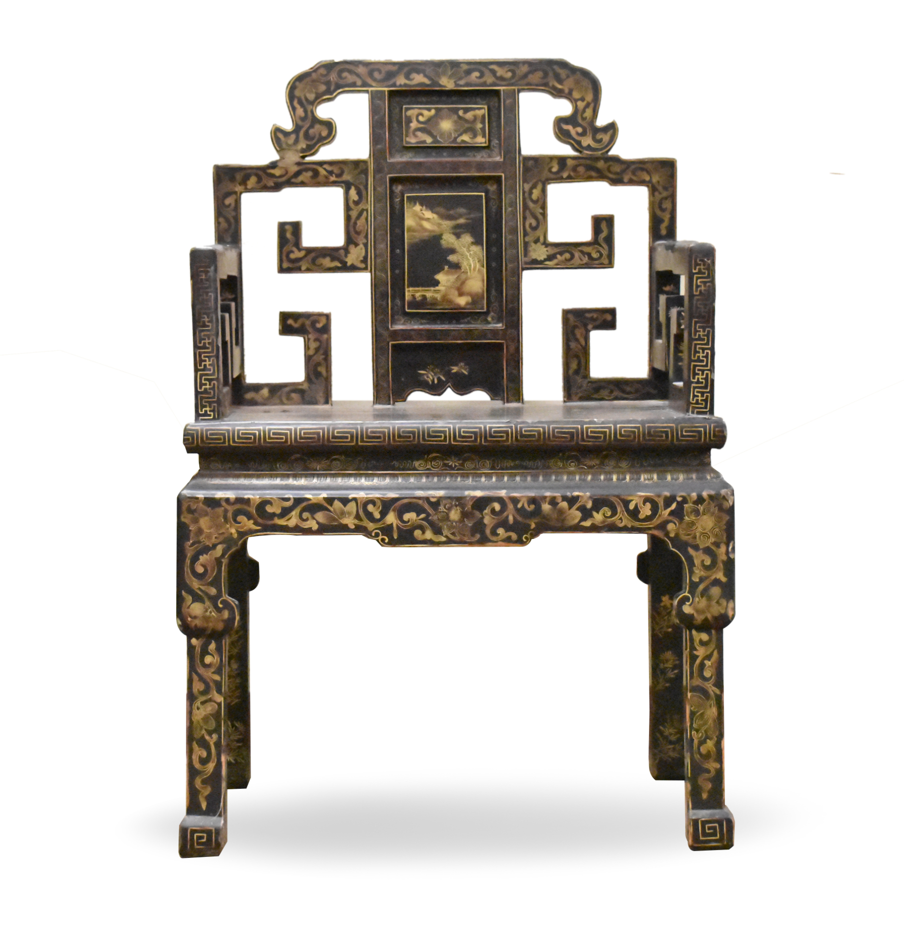 Appraisal: A Chinese gilt lacquered arm chair Qing Dynasty A wide