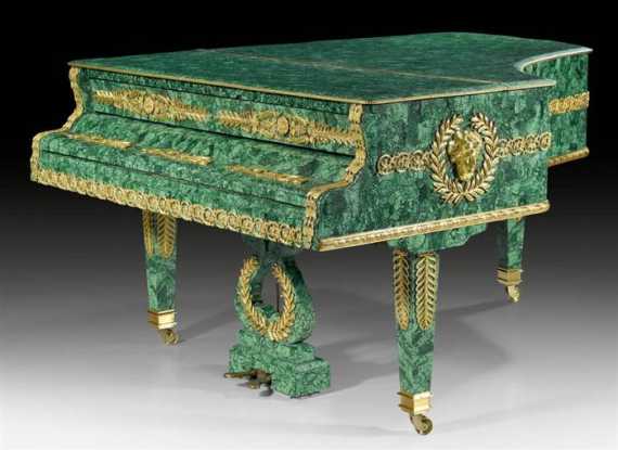 Appraisal: MALACHITE BABY GRAND PIANO signed in Cyrillic J BECKER ST