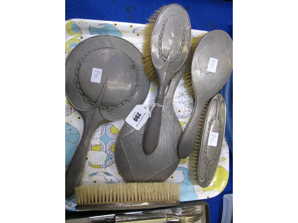 Appraisal: Lot comprising assorted silver backed mirrors and brushes