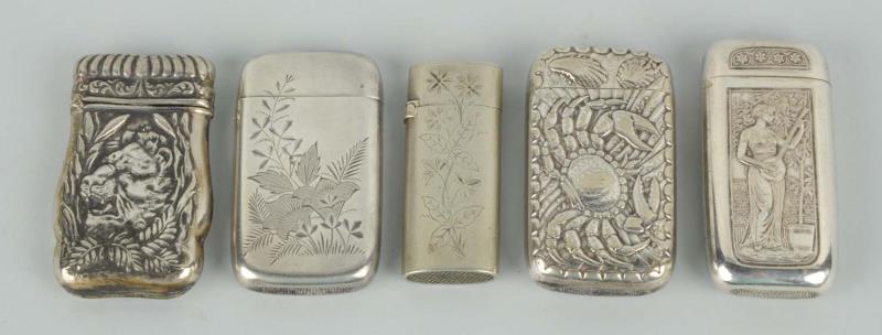 Appraisal: Lot Of Match Safes Or Vestas Three are silver plated