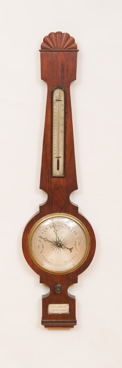 Appraisal: AMERICAN ROSEWOOD WHEEL BAROMETER SIGNED 'L A SMITH NEW YORK'