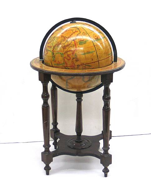 Appraisal: A Renaissance style painted paper and walnut floor globe th