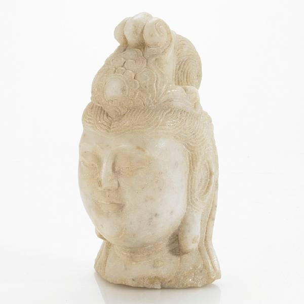 Appraisal: A Chinese white marble head of Guanyin height in width