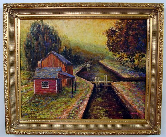 Appraisal: Canal Lockhouse at New Hope PA Morning oil on canvas