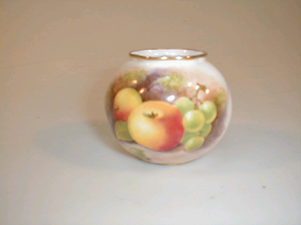 Appraisal: A Royal Worcester posy vase of wrythen globular form painted