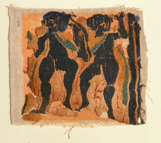 Appraisal: A RECTANGULAR PANEL two dancers black green and red dyes