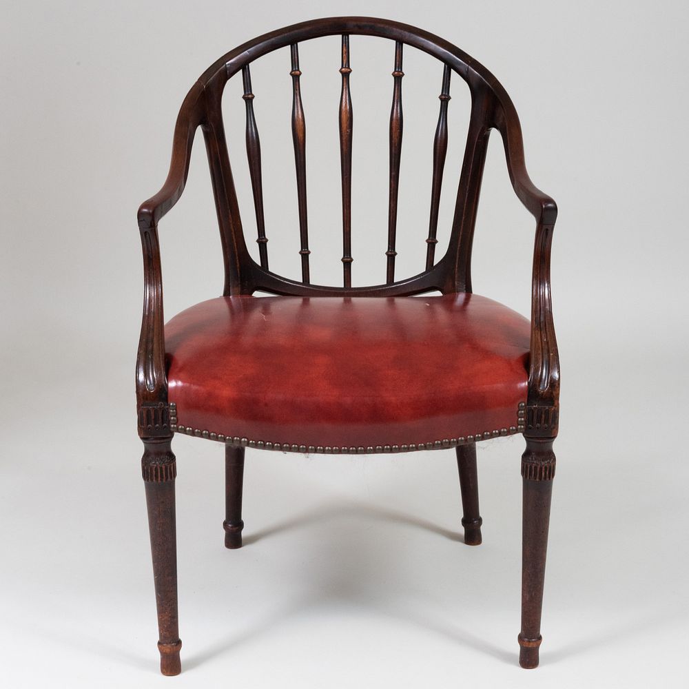 Appraisal: George III Mahogany Armchair x x in Condition Fitted with