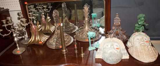 Appraisal: Pair of Federal style five-light candelabra sconces masks etc Estimate