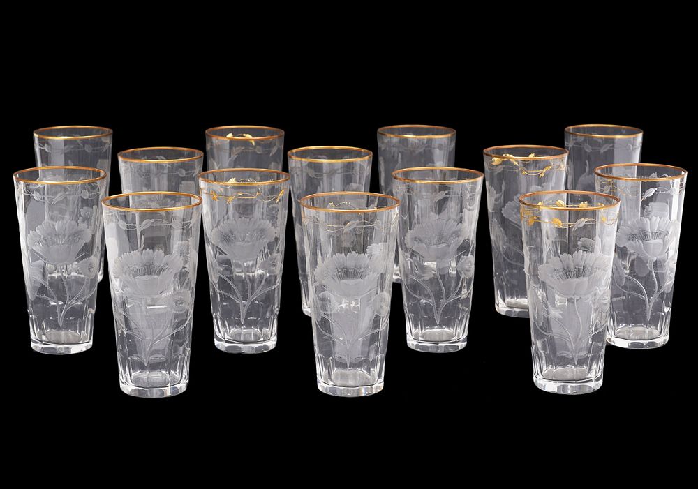 Appraisal: Moser 'Paula' Hand Crystal High Ball Glasses Designed in antique