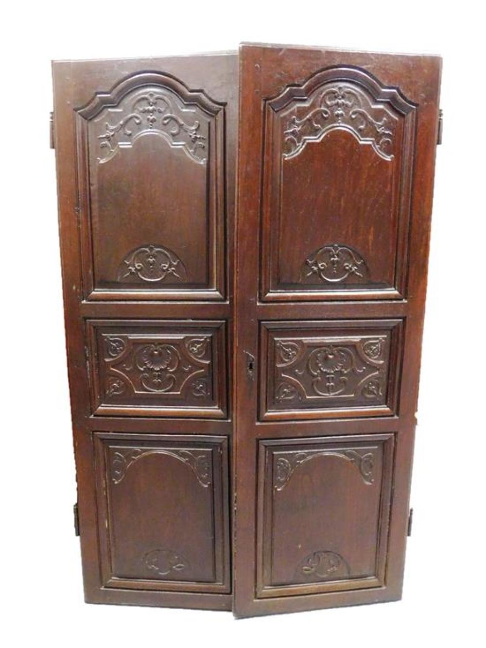 Appraisal: Architectural carved doors pair th C oak with dark stain