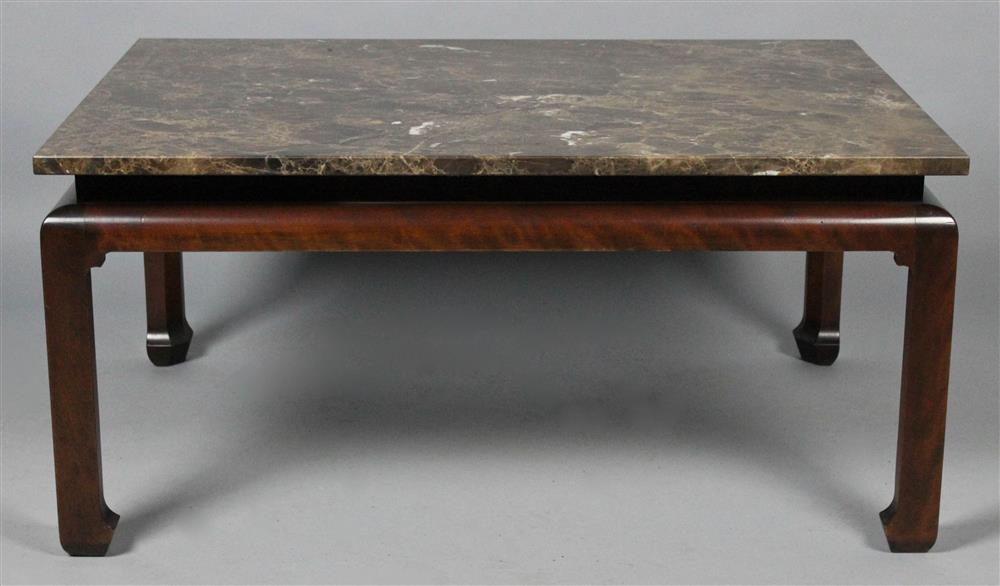 Appraisal: CHINESE MARBLE-TOPPED LOW TABLE with a rectangular marble top over