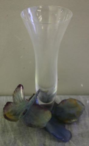 Appraisal: Beautiful Daum Art Glass Bud Vase With butterfly motif From