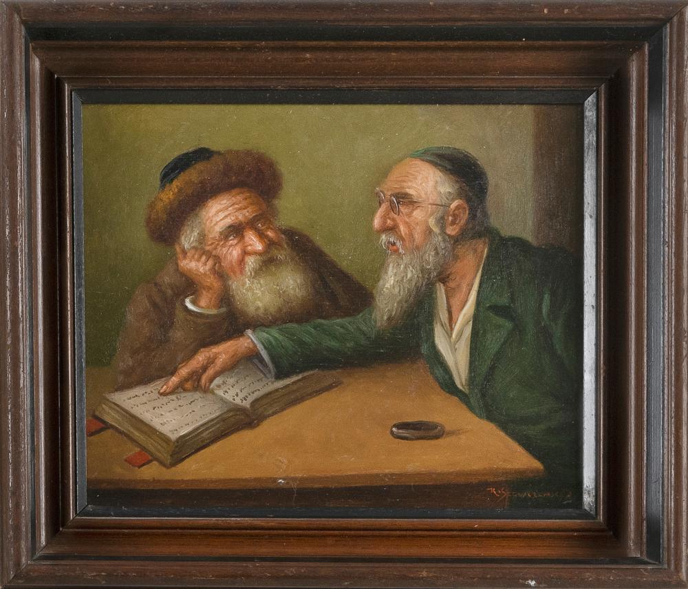 Appraisal: KONSTANTIN SZEWCZENKO POLAND - TWO RABBIS OIL ON PANEL X