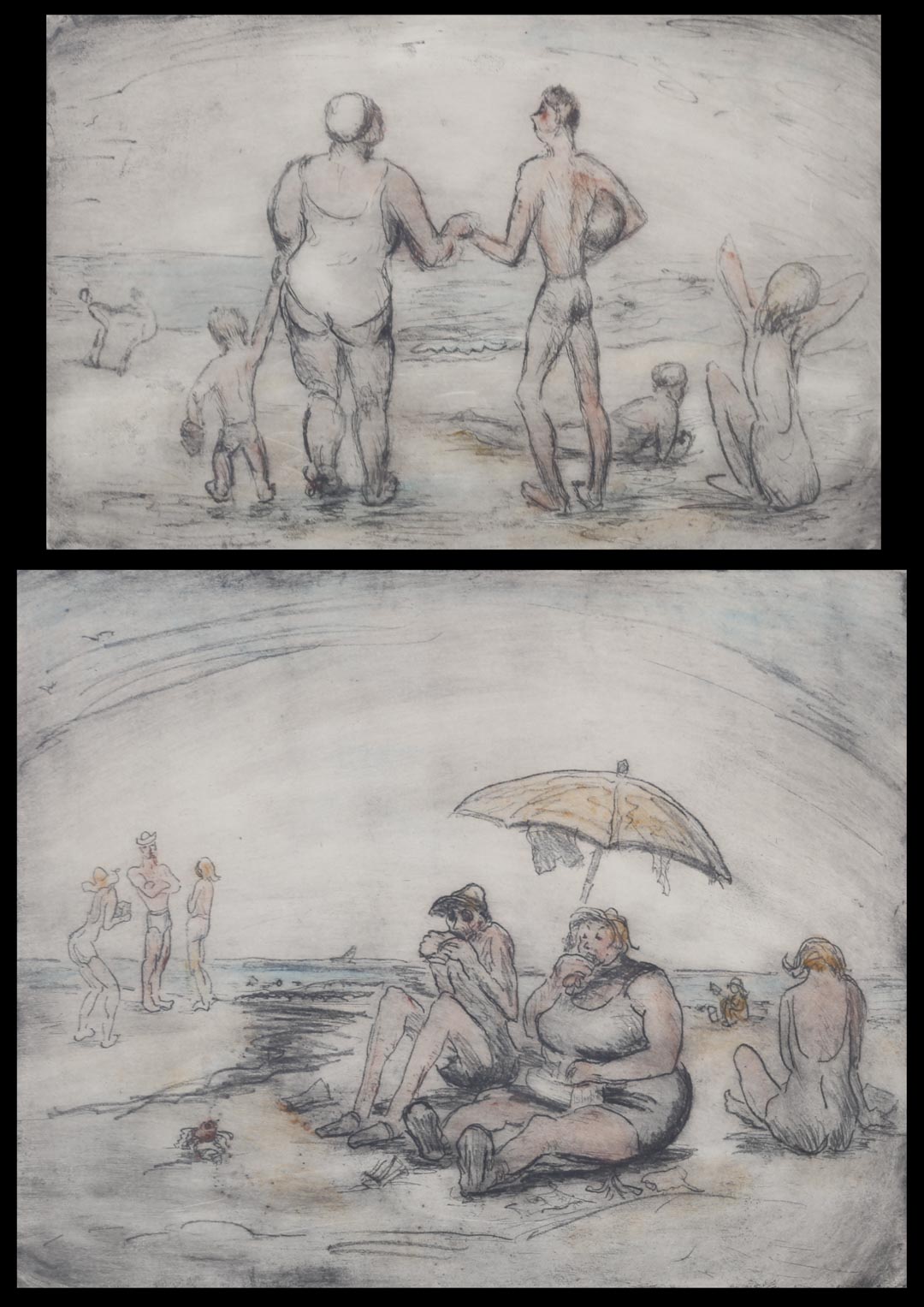 Appraisal: Sarah Carothers Rhode Beach Scenes two etchings Sarah Pace Carothers