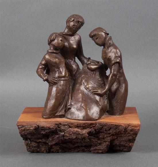 Appraisal: Perna Krick American - Figural Group bronze modeled as three