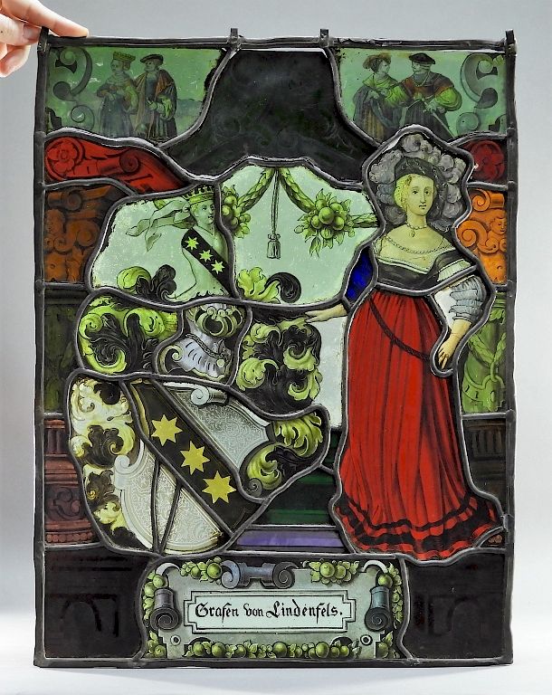 Appraisal: C German Armorial Stained Glass Window Panel Germany th Century