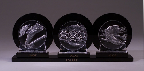 Appraisal: LALIQUE Set of Olympic medallions featuring scenes of Winter Olympics