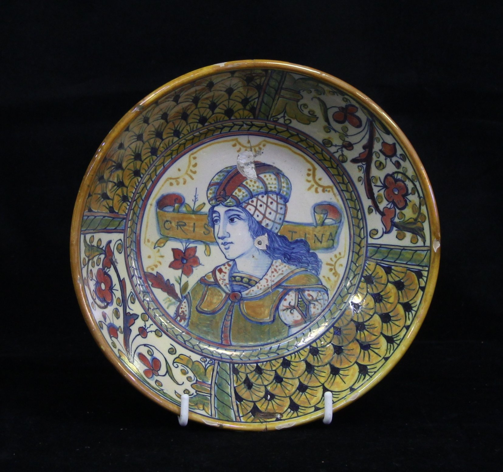 Appraisal: A Deruta style maiolica bowl th Century with central named