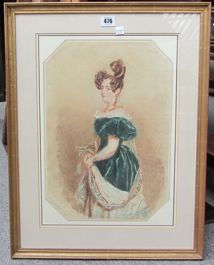 Appraisal: Alfred Edward Chalon - Portrait of a lady watercolour signed