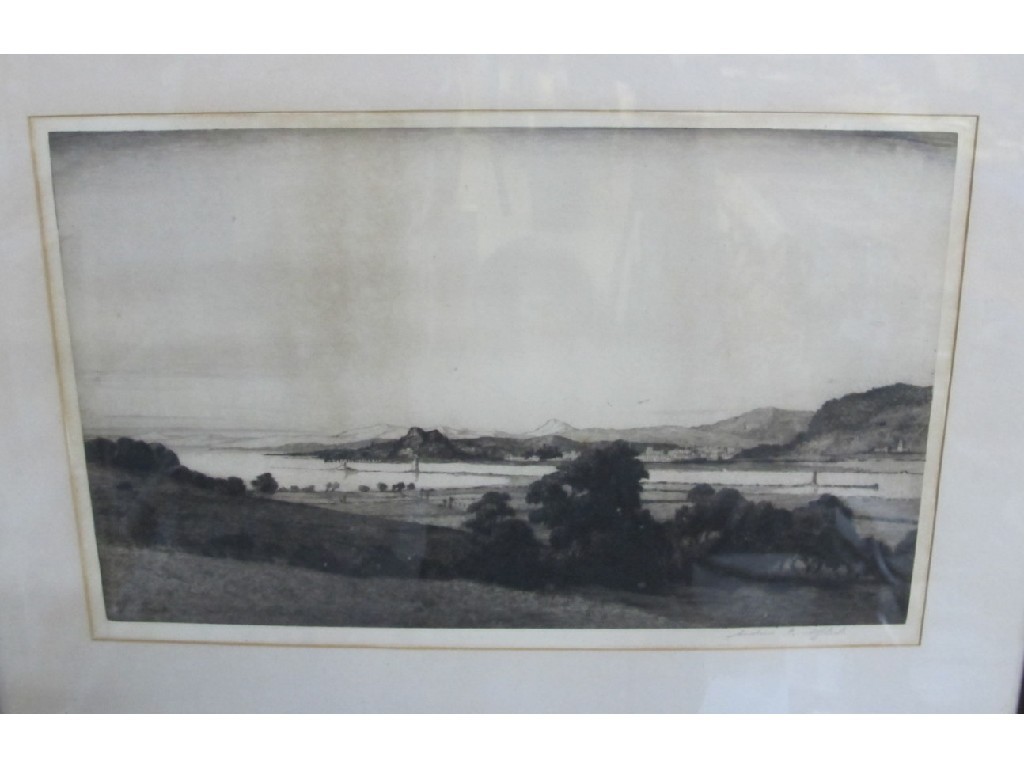 Appraisal: ANDREW A AFFLECK Etching 'Dumbarton from Langbank' signed in pencil