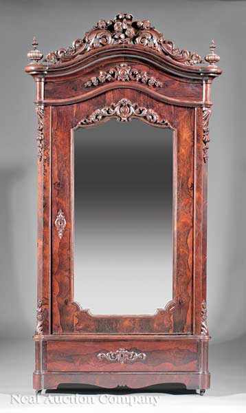 Appraisal: An American Rococo Carved Rosewood Single-Door Armoire mid- th c