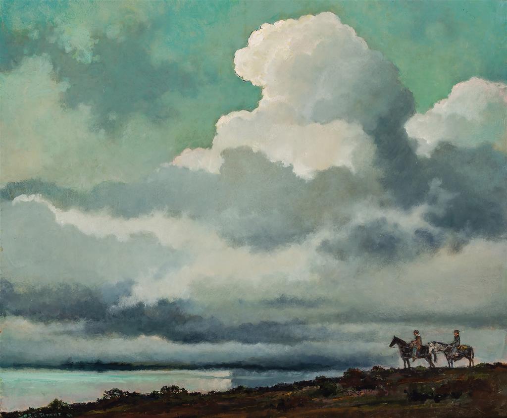 Appraisal: ERIC SLOANE American - Cowboys Overlooking the Horizon oil on