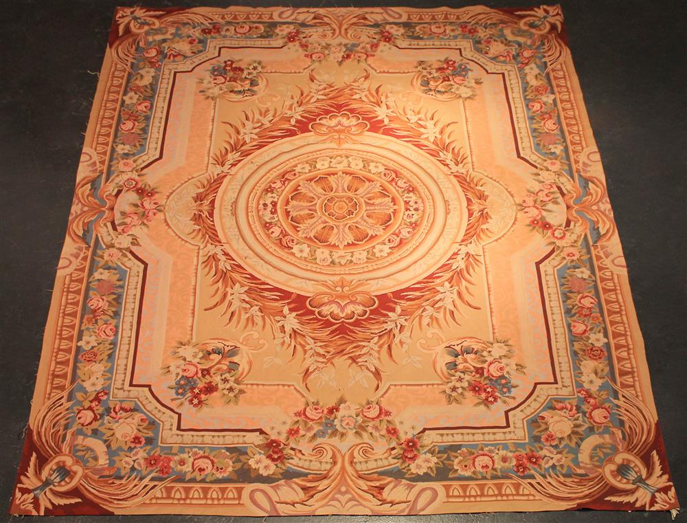 Appraisal: MODERN CHINESE AUBUSSON STYLE FLAT WEAVE WOOL RUG in primarily