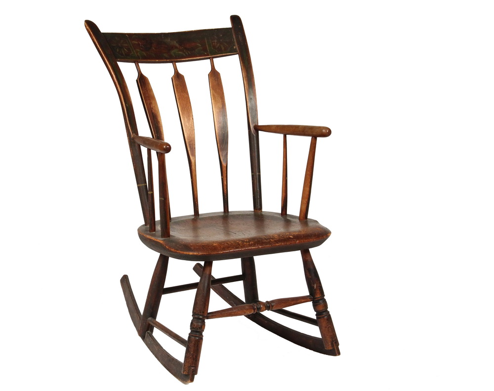 Appraisal: MAINE WINDSOR ROCKER - Early th c Ash and Poplar