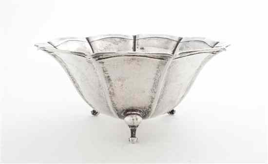 Appraisal: A Danish Silver Bowl of circular scalloped form raised on