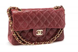 Appraisal: Chanel Quilted Caviar Burgundy Double Flap Bag Chanel French founded