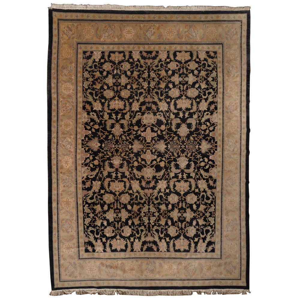 Appraisal: ROOM SIZE WOOL RUGGeometric abstract design having hues of tan