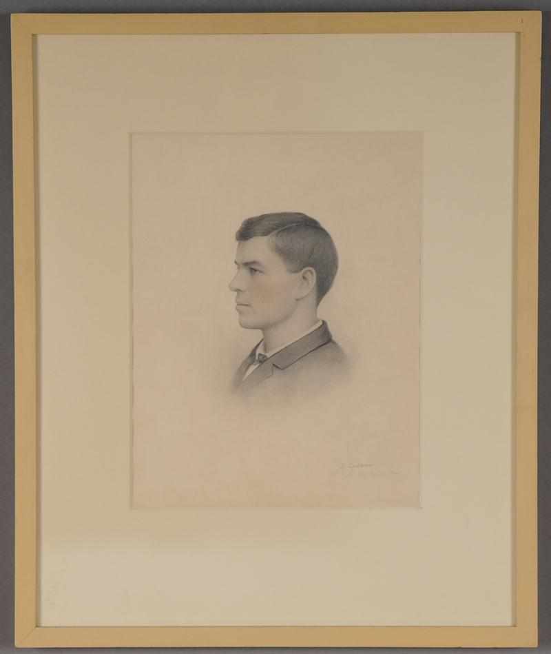 Appraisal: AMERICAN SCHOOL PENCIL BUST PROFILE PORTRAIT OF A YOUNG MAN