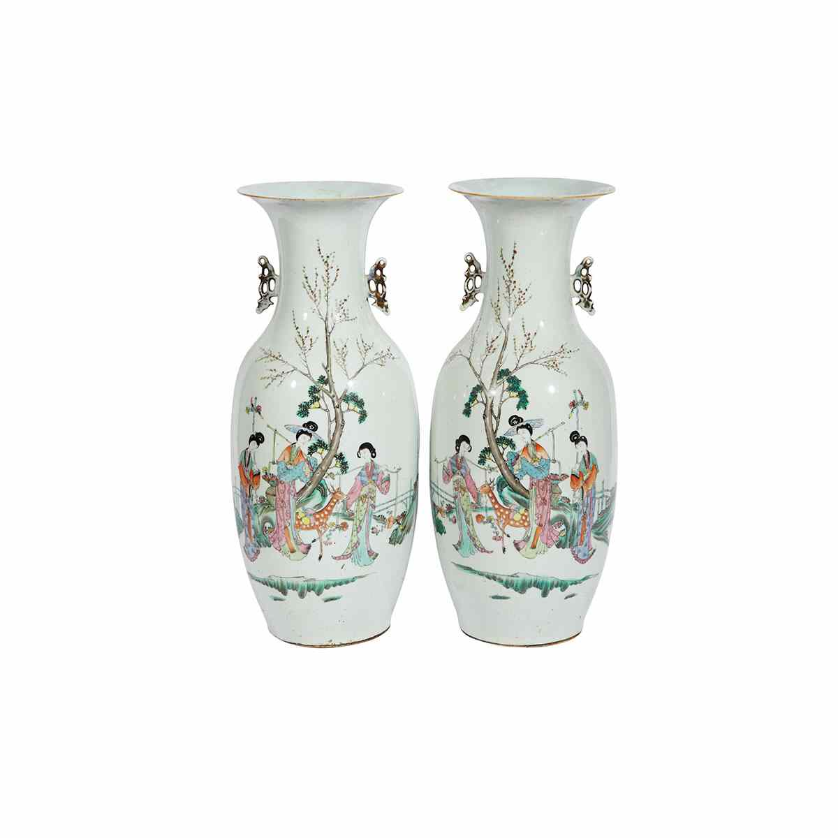 Appraisal: Pair of Large Daoist Immortal Vases Each rendered with a