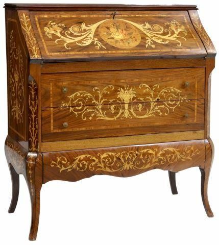 Appraisal: Italian floral marquetry writing desk th c a slant front