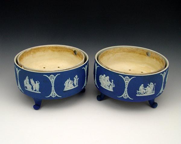 Appraisal: WEDGWOOD JASPERWARE FERNERS With original earthenware inserts ''h ''dia