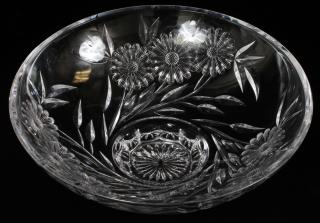 Appraisal: ETCHED CRYSTAL CENTERPIECE BOWL ETCHED CRYSTAL CENTERPIECE BOWL H DIA