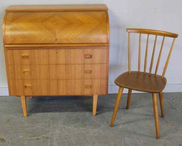 Appraisal: Midcentury Scandinavian Desk and Chair From a Stamford CT location