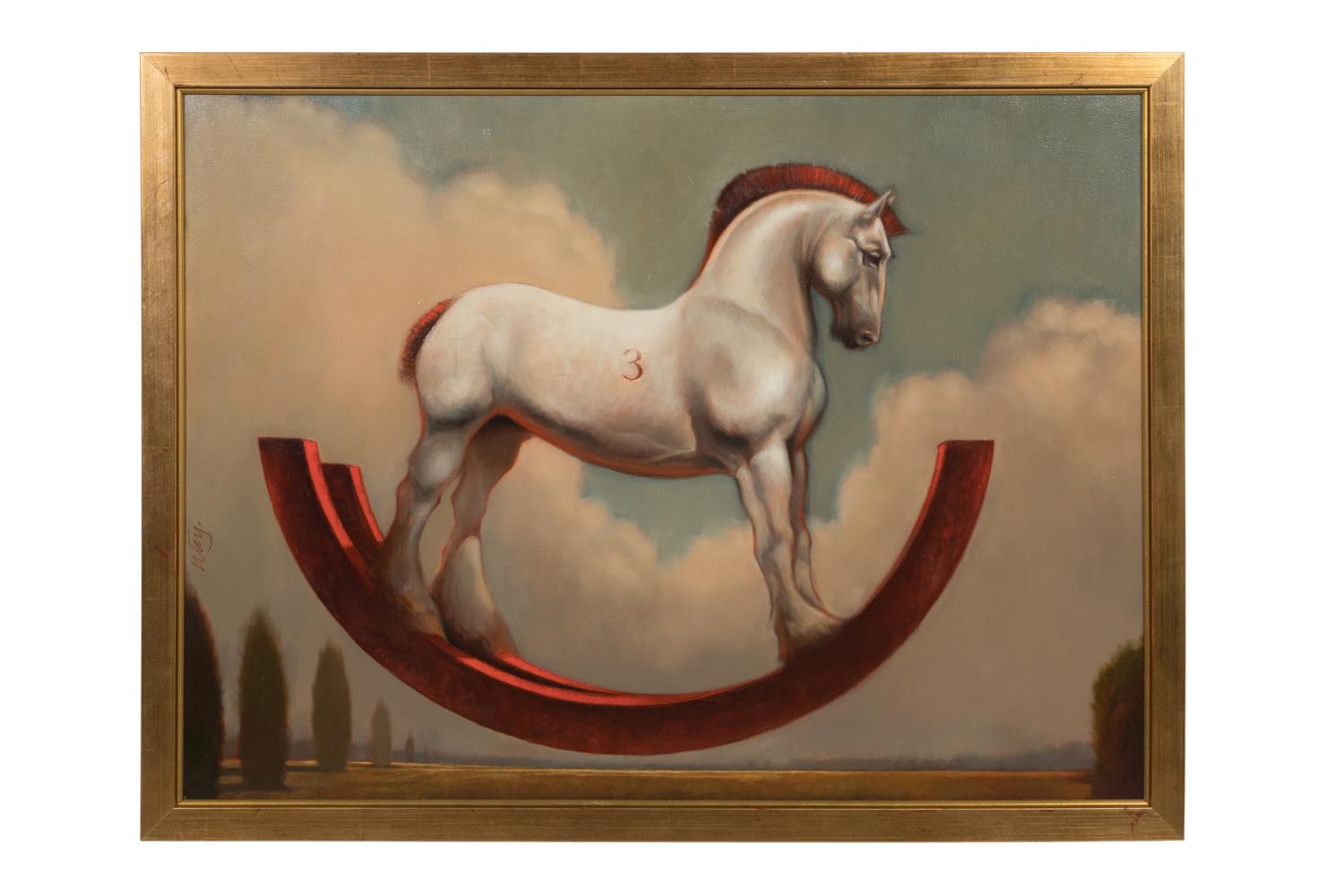 Appraisal: JAMES M WAY RED WHITE ROCKING HORSE O C James