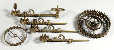 Appraisal: Classical brass gas light fixture four arms with dolphin mounts