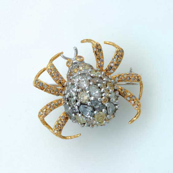 Appraisal: DIAMOND AND K GOLD SPIDER BROOCH Diamond and K yellow