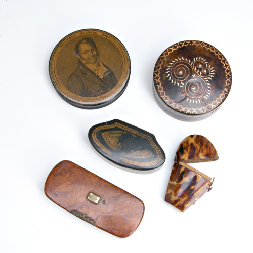 Appraisal: TH C BOXES Dresser boxes snuff boxes and a match