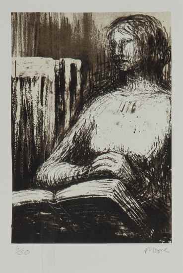 Appraisal: Henry Moore - Woman with Book c lithograph printed in