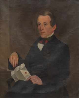 Appraisal: American School th Century Portrait of a gentleman holding a