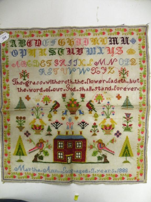 Appraisal: A Victorian woolwork sampler by Martha Ann Long dated