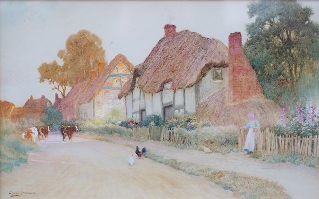 Appraisal: Arthur Claude Strachan - A village street watercolour signed cm