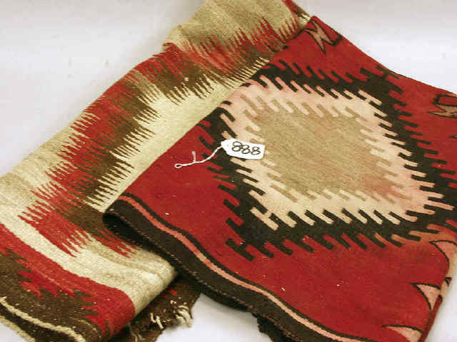 Appraisal: Pair Navajo hand woven textiles both show heavy use as